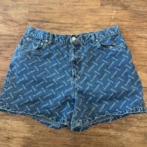 Tommy Hilfiger All-Over Logo Blue Denim Shorts